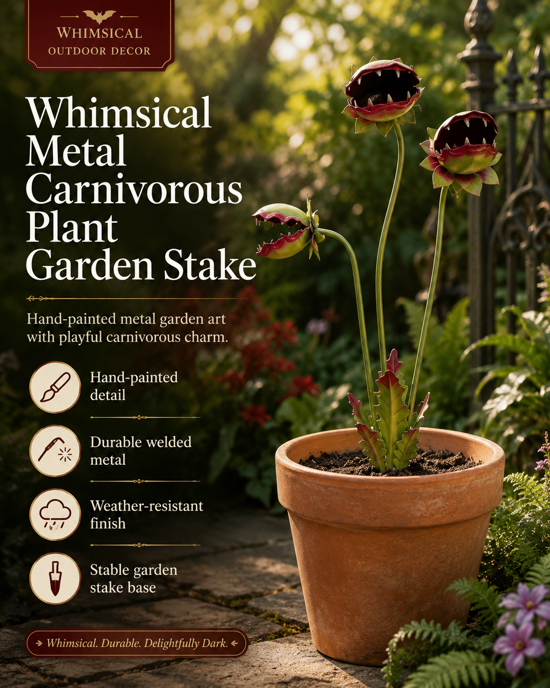 LAST DAY 50% OFF - Whimsical Metal Carnivorous Plant Garden Stake-CJ
