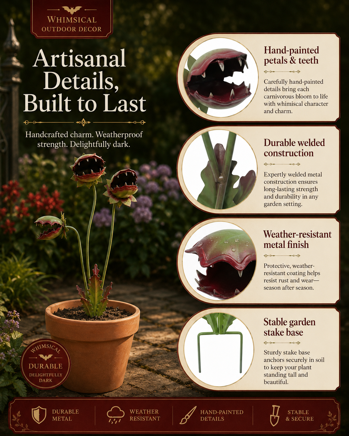LAST DAY 50% OFF - Whimsical Metal Carnivorous Plant Garden Stake-CJ