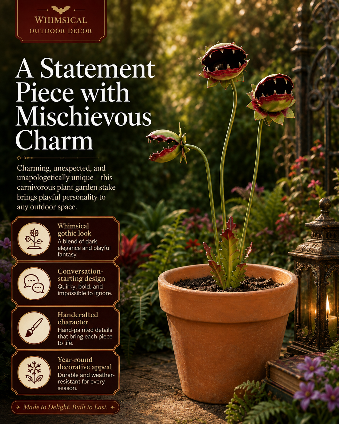 LAST DAY 50% OFF - Whimsical Metal Carnivorous Plant Garden Stake-CJ