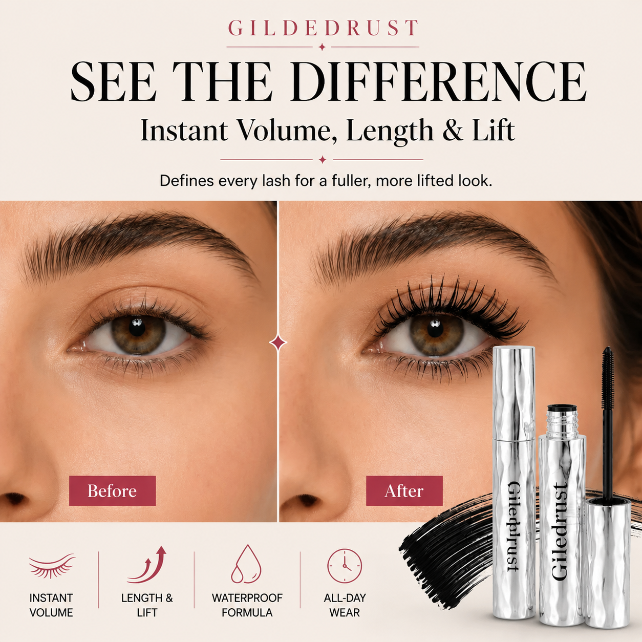 LAST DAY - BUY 1 GET 1 FREE💜Waterproof Curling & Lengthening Mascara-WH