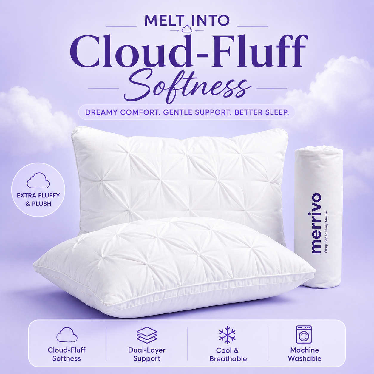 Gildedrust™ DreamPuff Pillow-WH