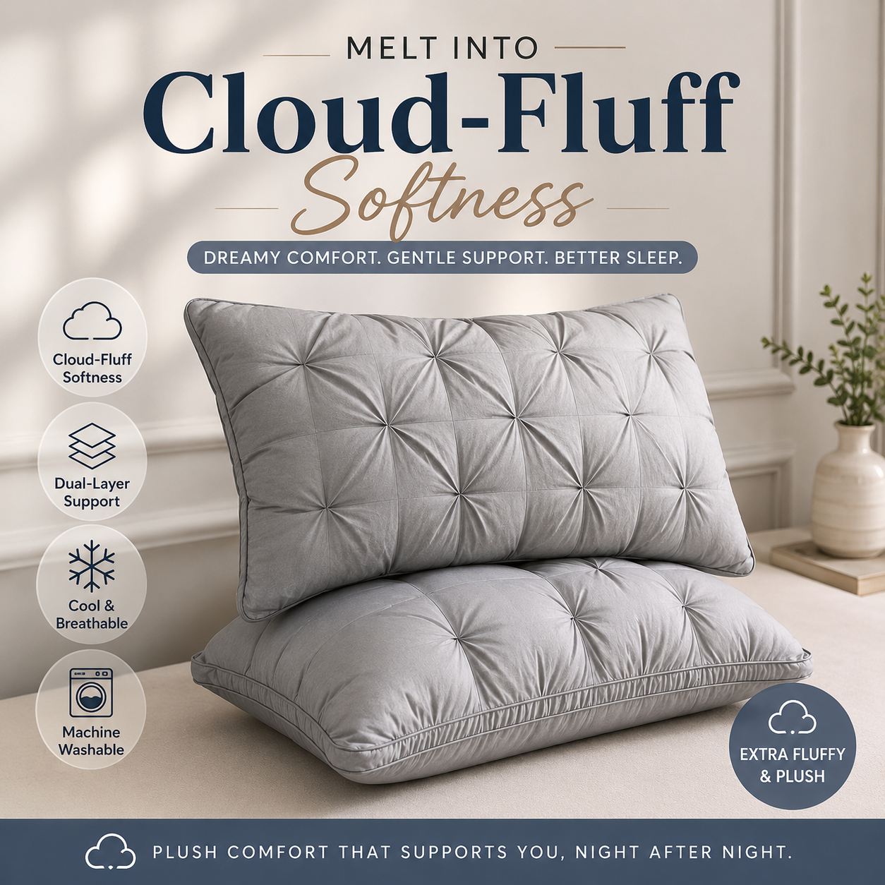 Gildedrust™ DreamPuff Pillow-WH