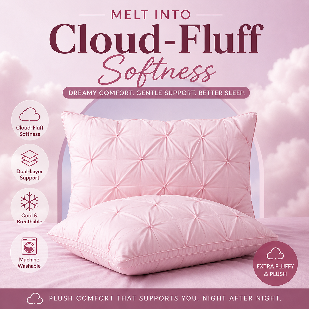 Gildedrust™ DreamPuff Pillow-WH