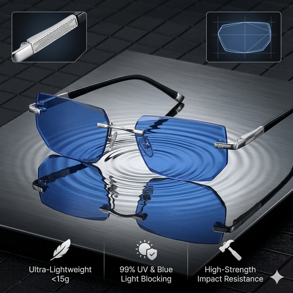 🔥Advanced Frameless Anti-Blue Light Glasses👓 | Auto-Focus Tech, Radiation Shield & UV Protection to Relieve Eye Strain-WH