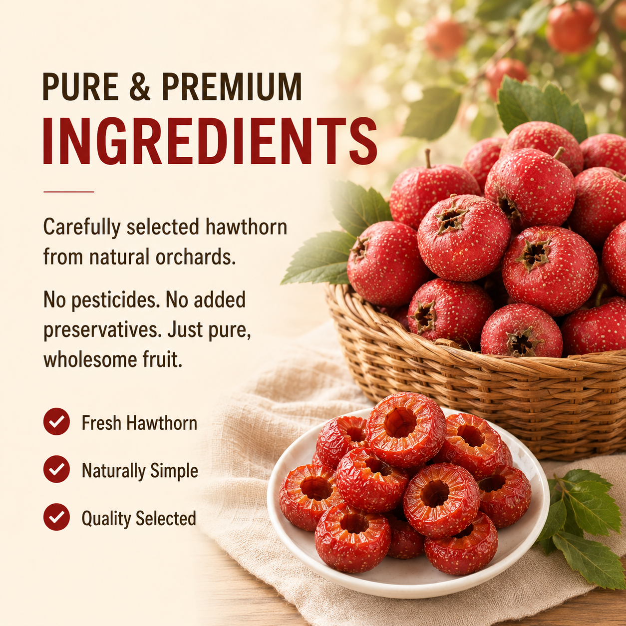 🍎Steamed Hollow Hawthorn🍃Natural Healthy Green Snack-WH