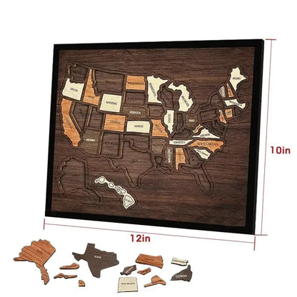 🔥Last Day 49% OFF -🇺🇸 Wooden USA Travel Map Puzzle🧩A Stylish Way to Track Your Journey -$AC