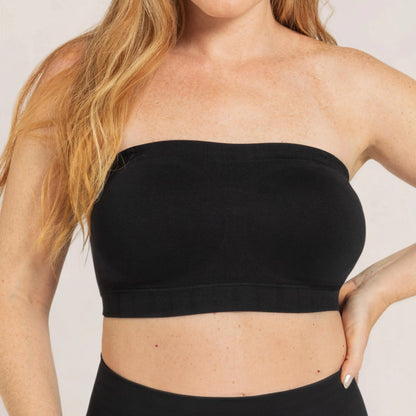 Convertible Strapless Bandeau Bra with Wireless Comfort, Anti-Slip Grip & Removable Straps-WH