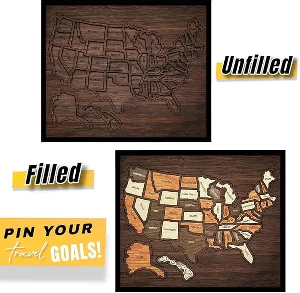 🔥Last Day 49% OFF -🇺🇸 Wooden USA Travel Map Puzzle🧩A Stylish Way to Track Your Journey -$AC