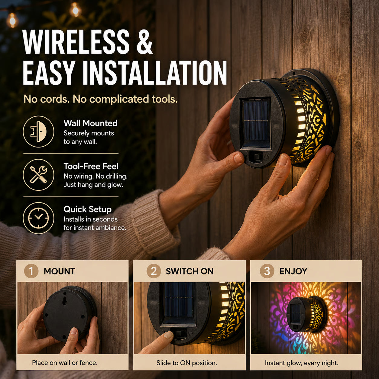 ✨Solar Mandala Wall Light | Outdoor Garden Fence Projector Lamp 🪐🌌-$LA