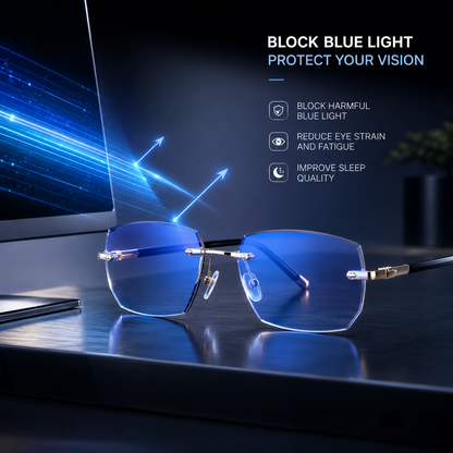 🔥Advanced Frameless Anti-Blue Light Glasses👓 | Auto-Focus Tech, Radiation Shield & UV Protection to Relieve Eye Strain-WH