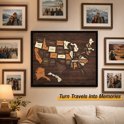 🗺️ Wooden US Travel Map | Removable State Puzzle to Track Your Road Trip Adventures! ✈️-$LX