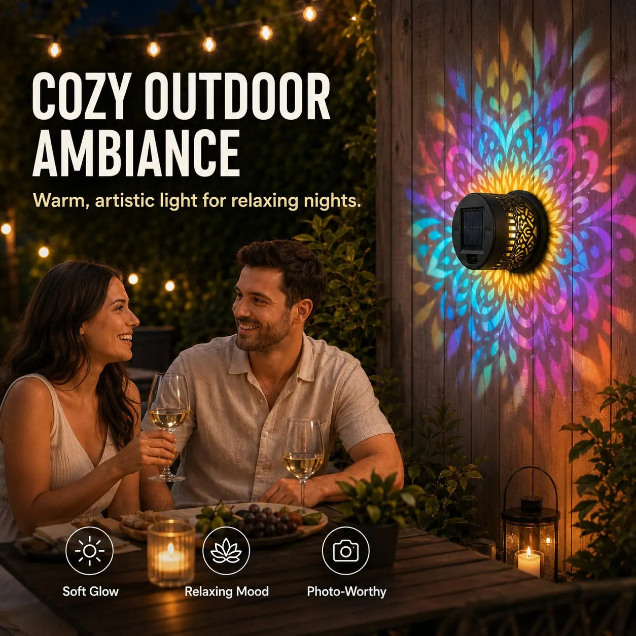 65K+ SOLD!✨Solar Mandala Wall Light | Outdoor Garden Fence Projector Lamp 🪐🌌-$AC