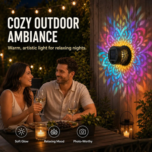65K+ SOLD!✨Solar Mandala Wall Light | Outdoor Garden Fence Projector Lamp 🪐🌌-$AC