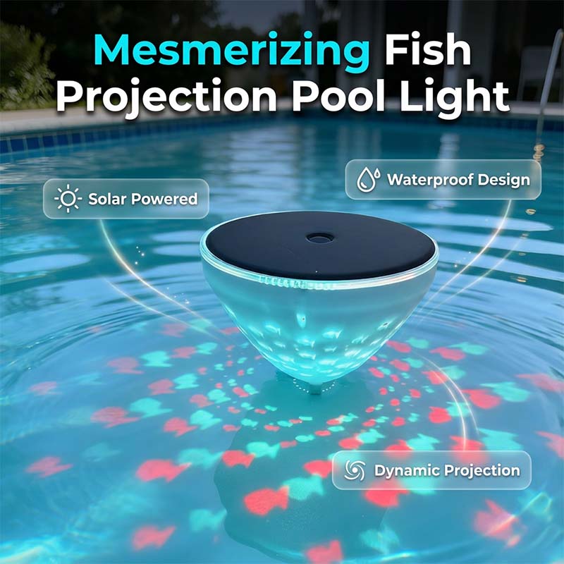 🎁2026 Hot Sale 50% OFF💕Solar Floating Pool Light with Fish Projection-WH